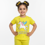 ست تی شرت و شلوارک دخترانه مدل اسب تک شاخ کد 234